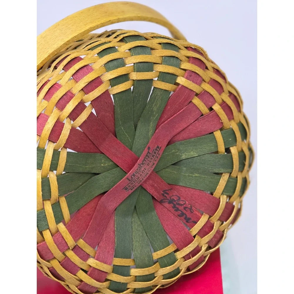 VTG Longaberger Melody Basket‎ Red Green 2003 Tree Trimming Holiday Small Set